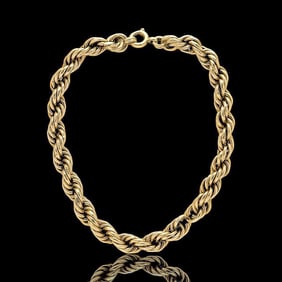 14K Gold Rope Chain Bracelet.