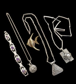 Lot of 5 Sterling Silver Jewelry Pcs - Taxco, etc.