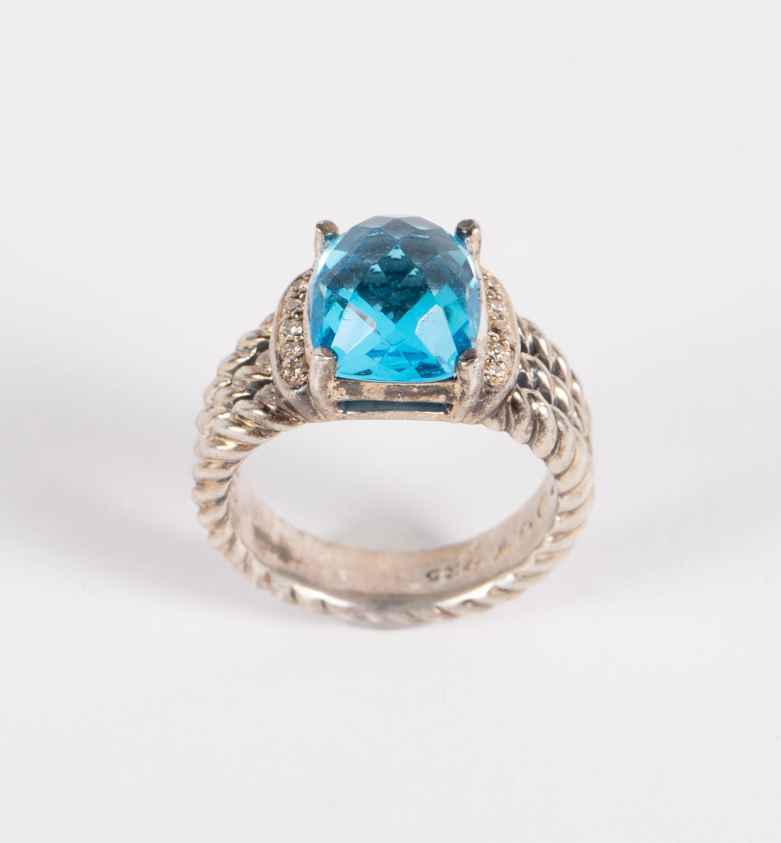 David Yurman Sterling, Topaz & Diamond Ring. (1 of 6)