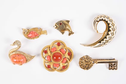 Lot of 6 Designer Brooches - 925 Nettie Rosenstein