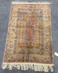 3' 11" x 5' 9" Turkish Silk Hereke Prayer Rug.