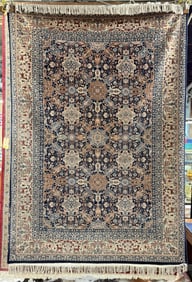6' 1" x 9' 2" Habibian Pattern Hand-Knotted Rug.