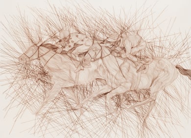 Last Furlong, Etching by Guillaume Azoulay.