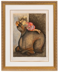 Girl on Bull, Lithograph, Graciela Rodo Boulanger.