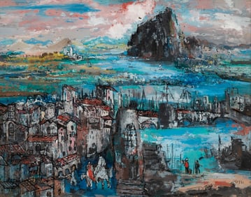 Romantic Landscape, Reverse Painting, Marta Huth.