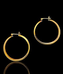 Pair of 14K Yellow Gold Hoop Earrings.