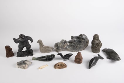 Lot of Mostly Inuit Carved Sculptures, Some Signed