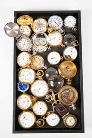 Lot of Pocket Watches & Parts - Bubble Glass, Etc.