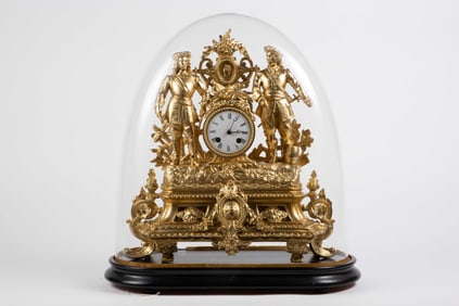 French Figural Gilded Mantel Clock - Japy Freres.
