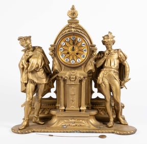 French Figural Gilt Bronze Mantel Clock -Japy Fils