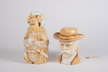 Lot of 2 Porcelain Character Mug Steins - Falstaff