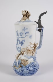 Antique Pate-sur-Pate Porcelain Stein with Elk.