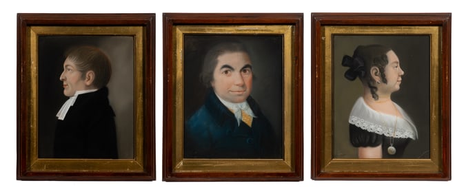 Lot of Three Antique Pastel Portraits.