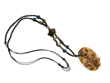 Chinese Jade Chilong Pendant / Necklace.