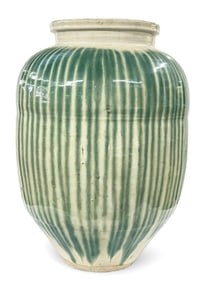 Huge Japanese Shigaraki Stoneware Saki Jar.