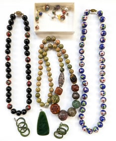 Lot of Chinese Jewelry - Cloisonne, Jade, Etc.
