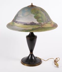 Pairpoint Lamp w/ Signed Reverse Painted Shade.