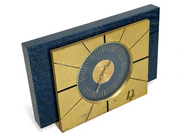 Bulova Accutron Bronze & Lapis Finish Desk Clock.