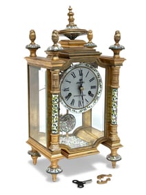 Chinese Cloisonne Mantel Clock, Jinding Shanghai.