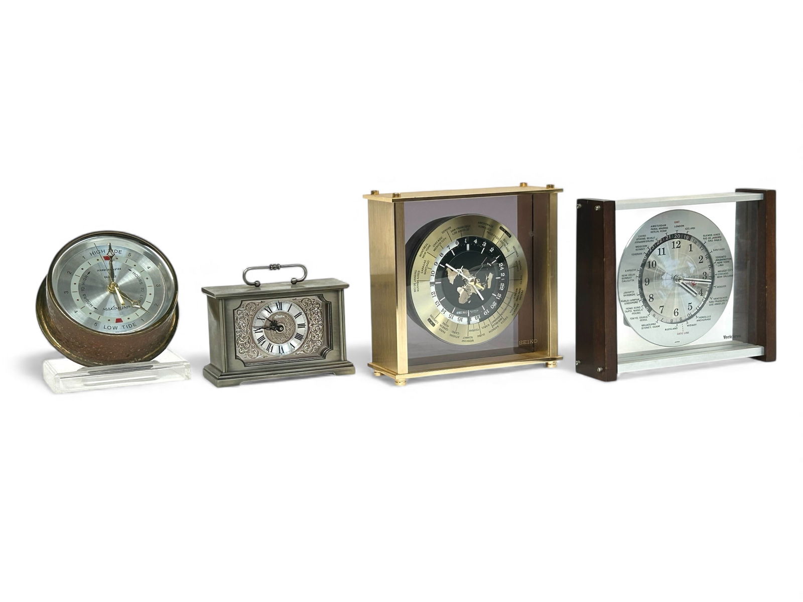 4 Clocks: Carriage Clock, World Time, & Tide. (1 of 16)