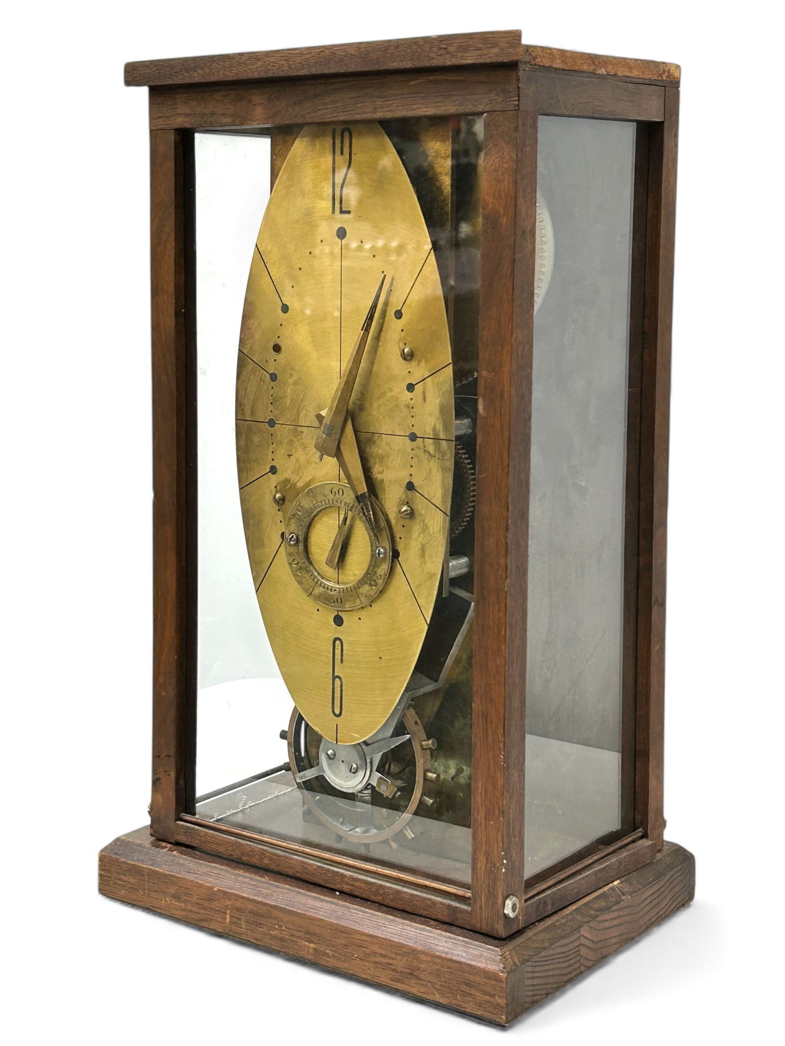 Art Deco Brass Mantel Clock w/ Glass Case. (1 of 14)