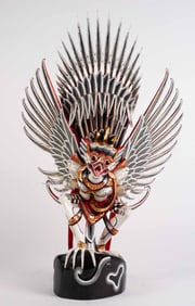 Painted Wood Garuda Statue, Possibly Indonesia.