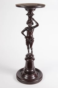 3' Carved Wood Pedestal w/ Figural Base.