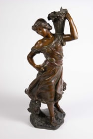 After Madrassi Sculpture of Woman w/ Basket.
