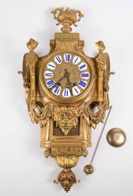 French Gilt Bronze Cartel Clock, Army & Navy C.S.L