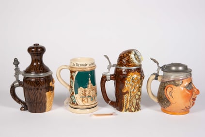 Lot of 4 Steins - Eckardt, Stahl, Detroit, Bowling