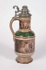 KPM 3 Liter Lidded Stein w/ Grecian Scenes.