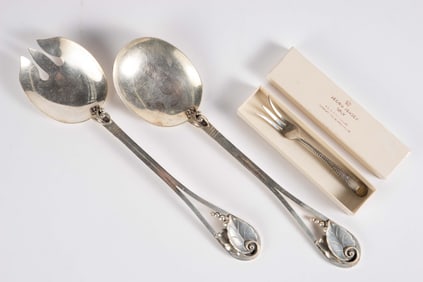 George Jensen Sterling Salad Set, Cocktail Fork.