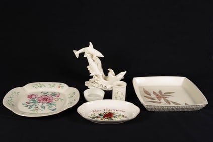 Lot: 5 Pcs.: Lenox China, inc. Servers & Sculpture