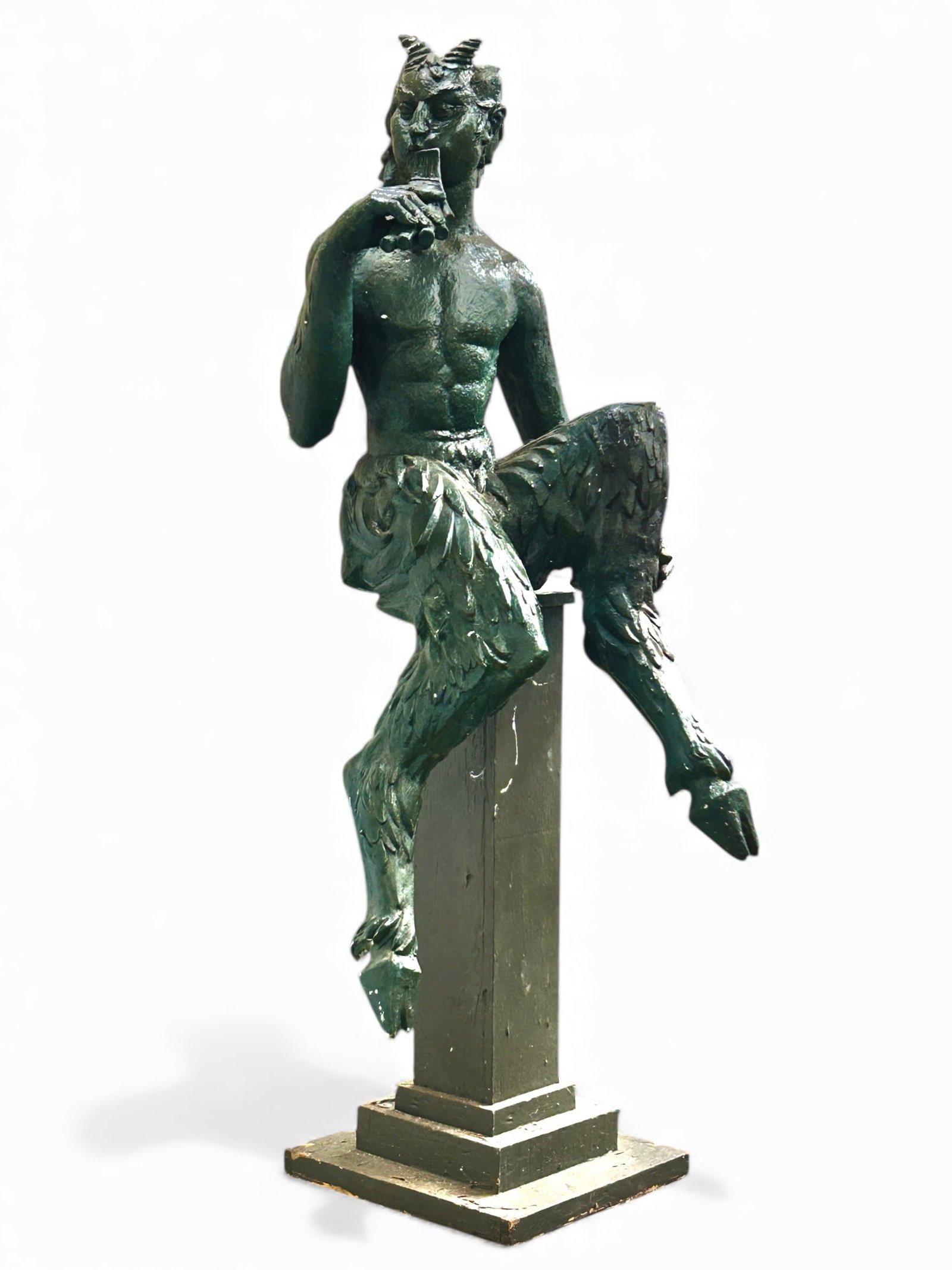 Life Size Pan Faun Sculpture On Pedestal. (1 of 19)