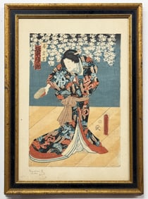 Old Japanese Ukiyo-e Woodblock Print, Toyokuni III
