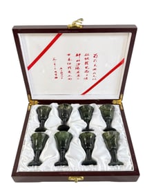 Set of 8 Hardstone or Spinach Jade Cordials.