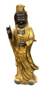 Large Chinese Gilt Bronze Guanyin Sculpure.