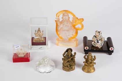 Lot of Mostly Hindu Deity Figures, inc. Silver.