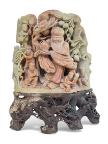 Large Chinese Soapstone Longevity Carving.