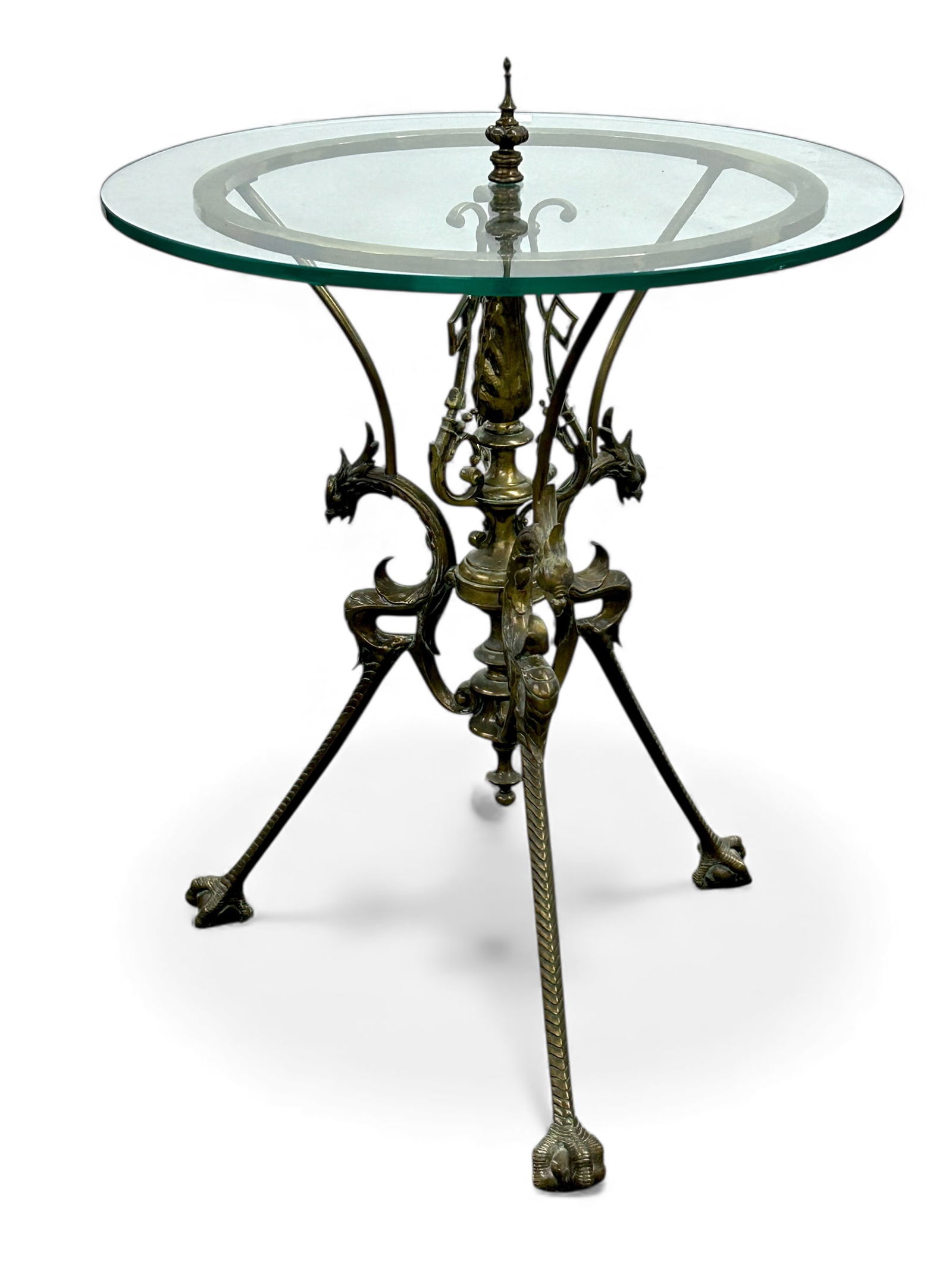 Brass Gueridon Table with Phoenix Base. (1 of 13)