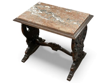 Antique Marble Top Table w/ North Wind Faces.