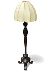 Antique Carved Mahogany Floor Lamp.