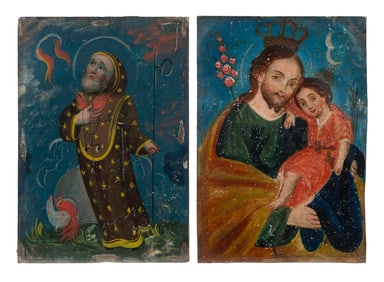 Lot of 2 Antique Mexican Retablos.