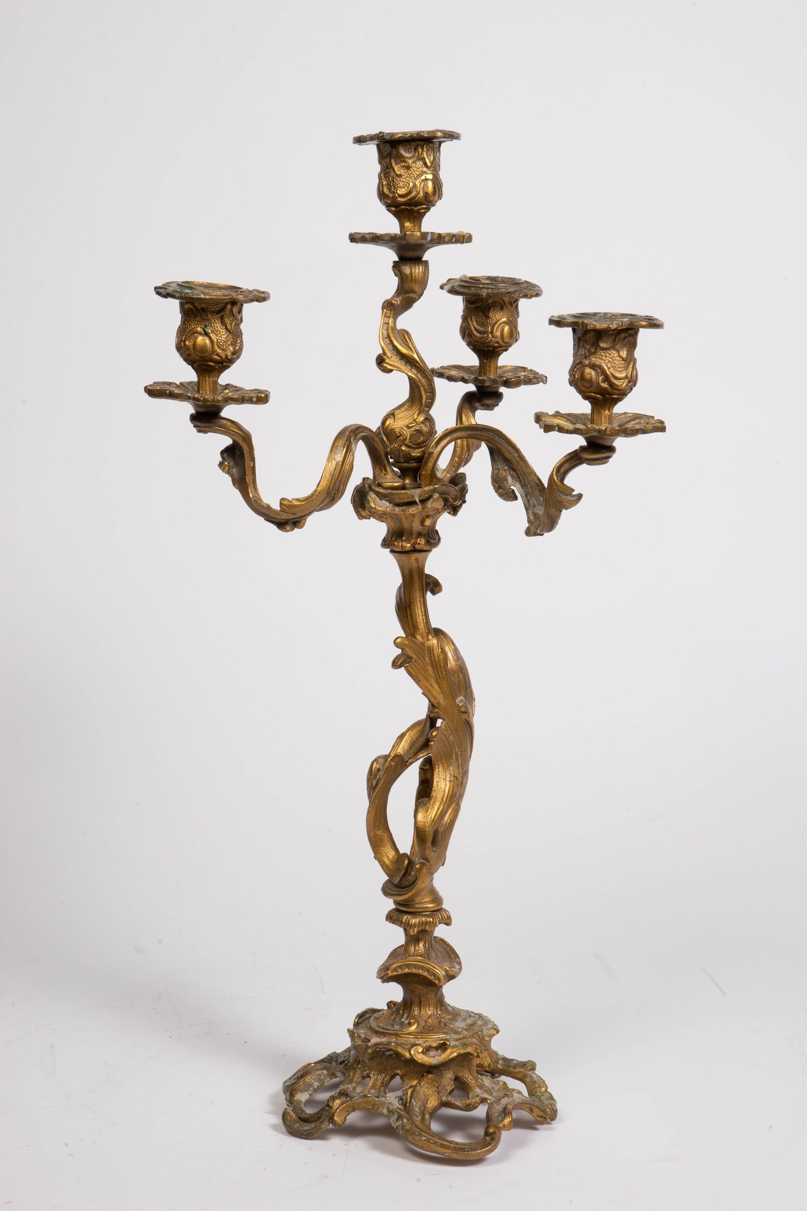 French Ornate Gilt Bronze 4 Arm Candelabrum. (1 of 9)
