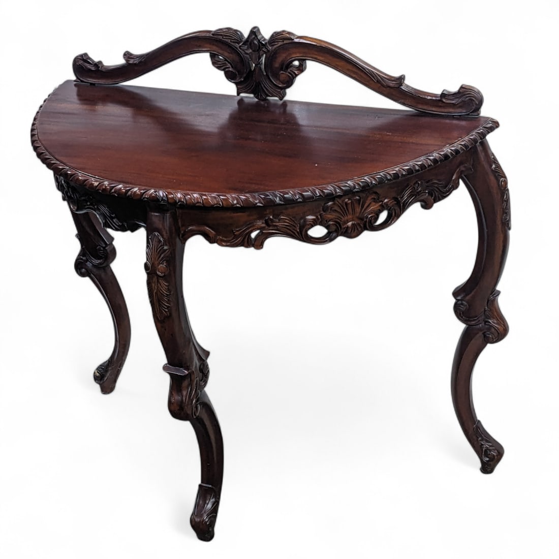 French Carved Demilune Table. (1 of 2)