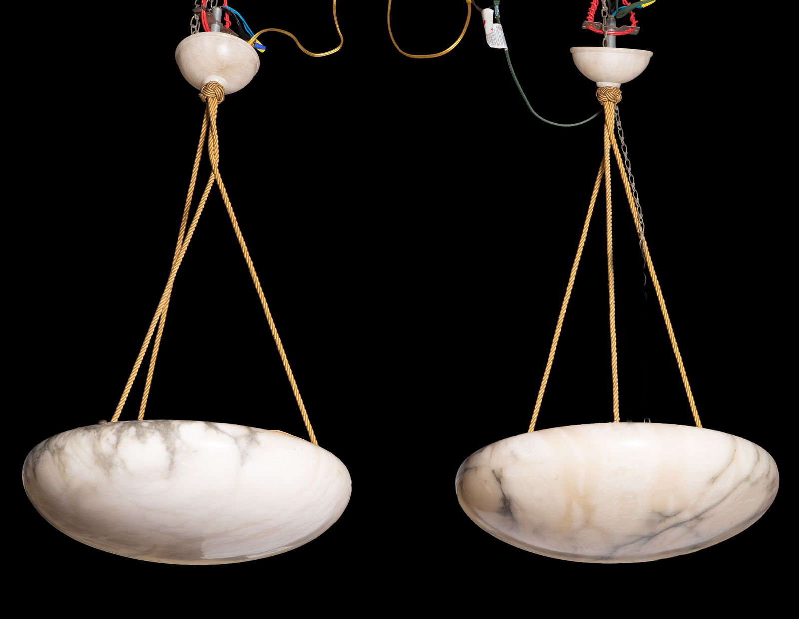 Pair of Art Deco Style Alabaster Pendant Lights (1 of 4)