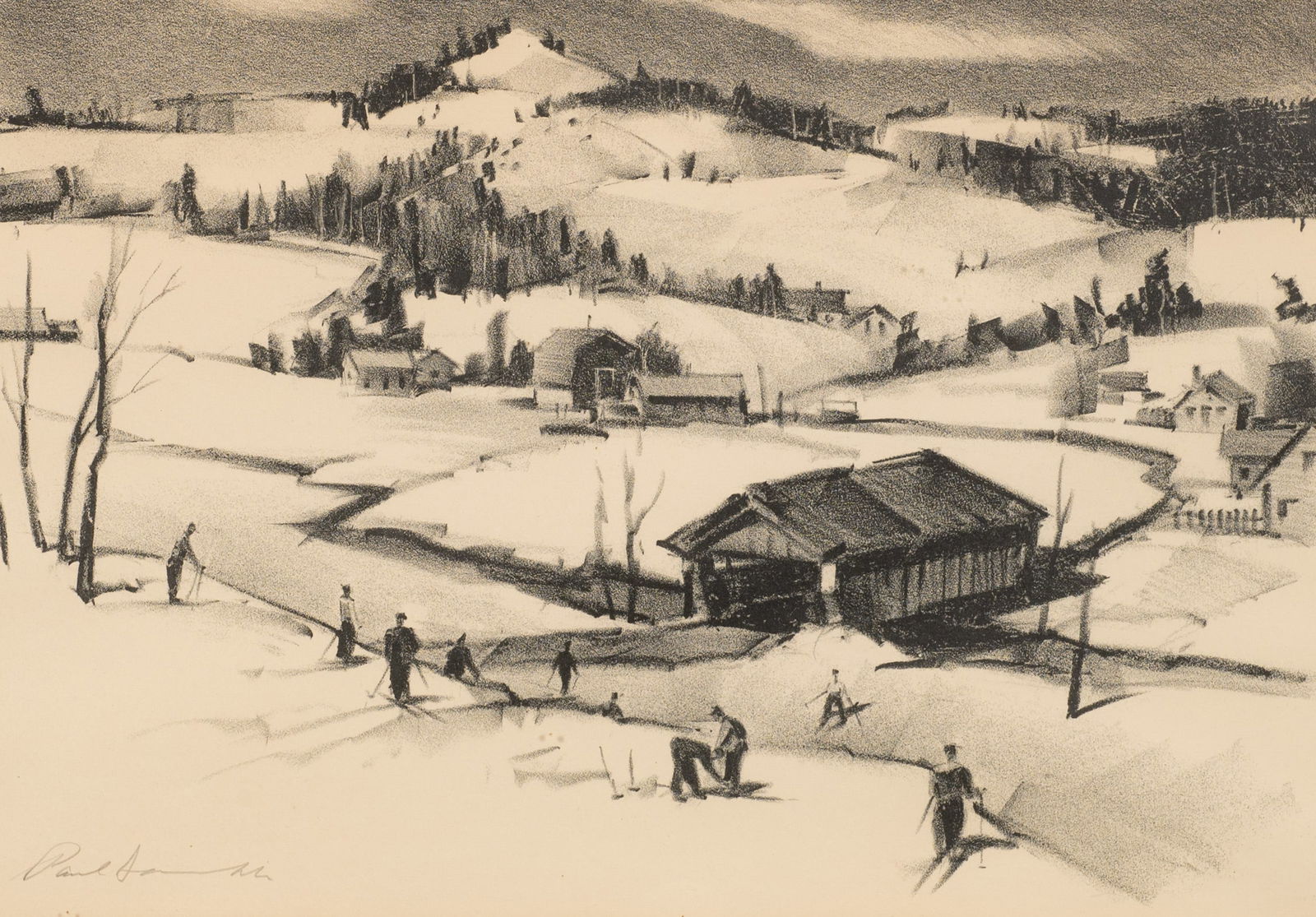 Slope Near the Bridge, Paul Sample Lithograph. (1 of 6)