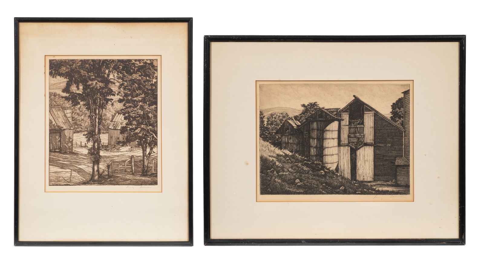 Pair of Signed Etchings by Luigi Lucioni. (1 of 14)