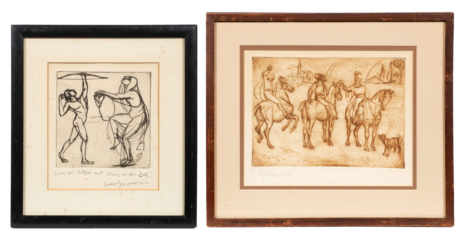 Two Signed Etchings by Enrico Glicenstein. (1 of 11)