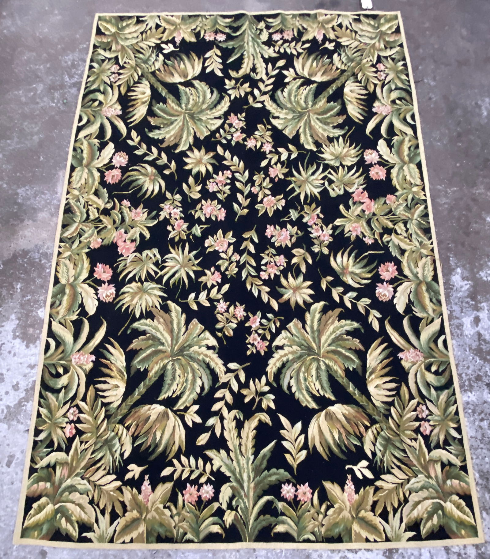 6' 1" x 9' Aubusson Palm Tree Design Rug. (1 of 5)